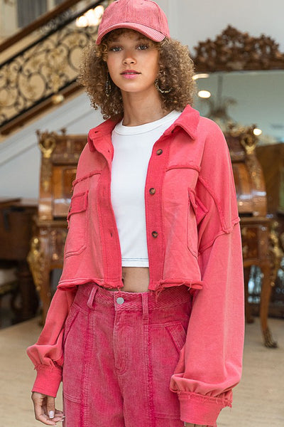 Dakota Cropped Jacket- Flamingo Pink