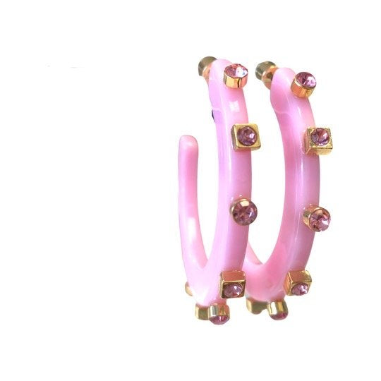 Pink City Girl Jewel Hoop Earring-Small