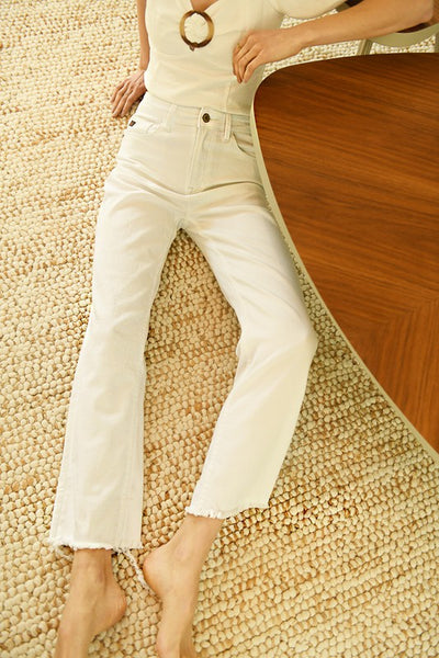 Raw Hem Straight Fit Jean- White