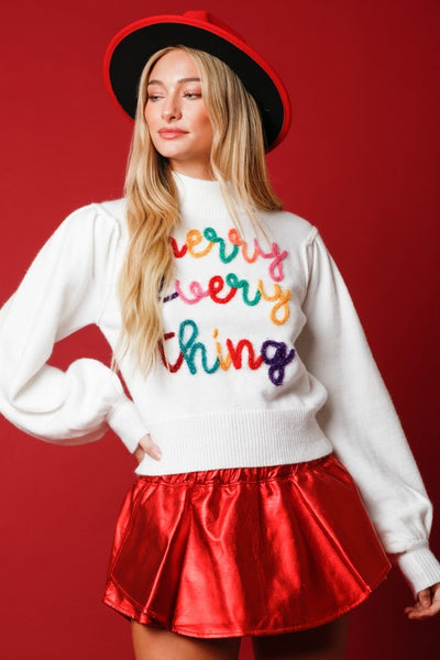 Merry Every Thing Mock Neck Sweater-Multi