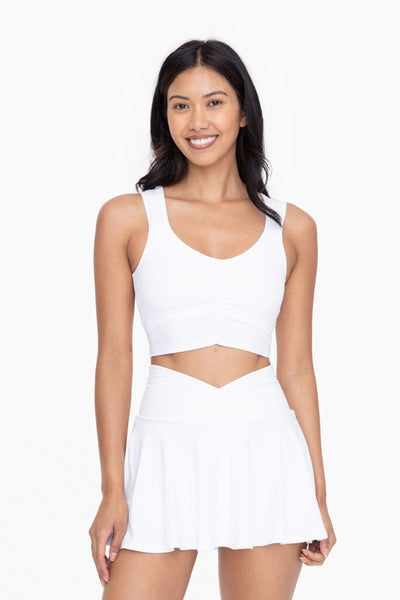 Ruched Front Active Top- White