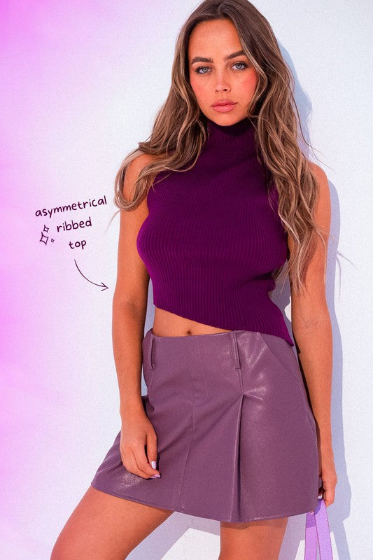 Asymmetrical Tank Sweater-Purple