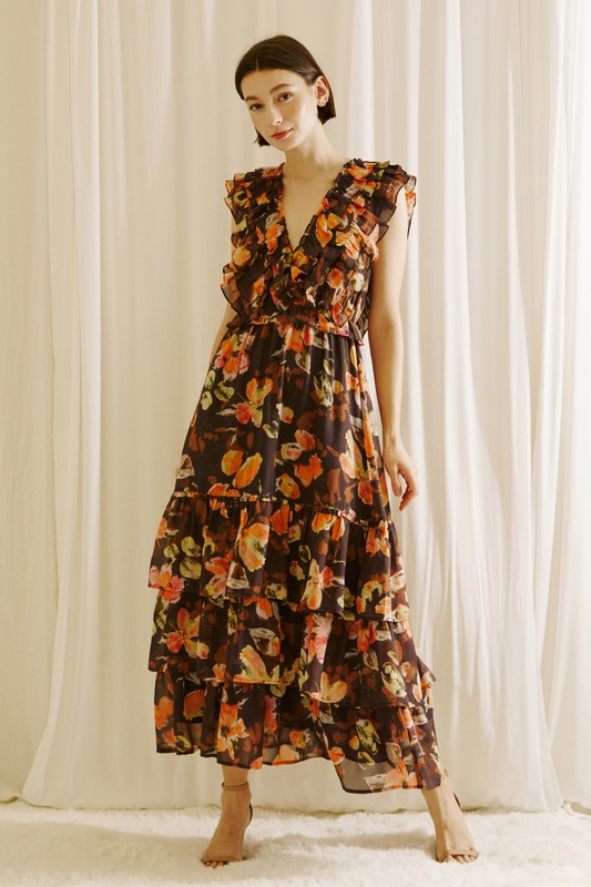 Warm Floral Maxi Dress