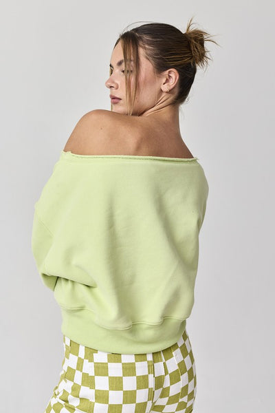 Alina Cropped Sweatshirt- Lime