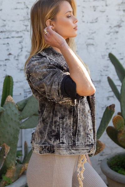 Vintage Black Studded Corduroy Jacket