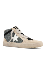 Paulina Retro Hi Top- Black/ Silver Glitter