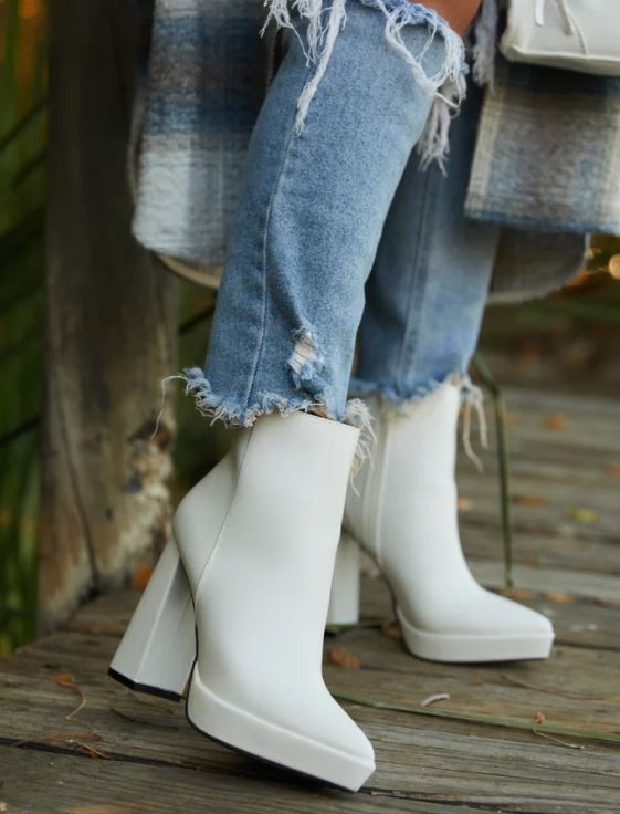 Pointy Toe White Booties