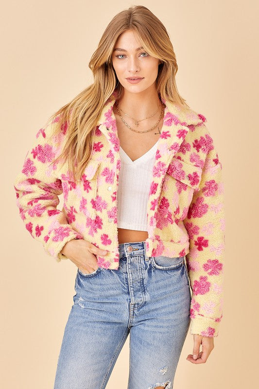 70's Floral Teddy Coat