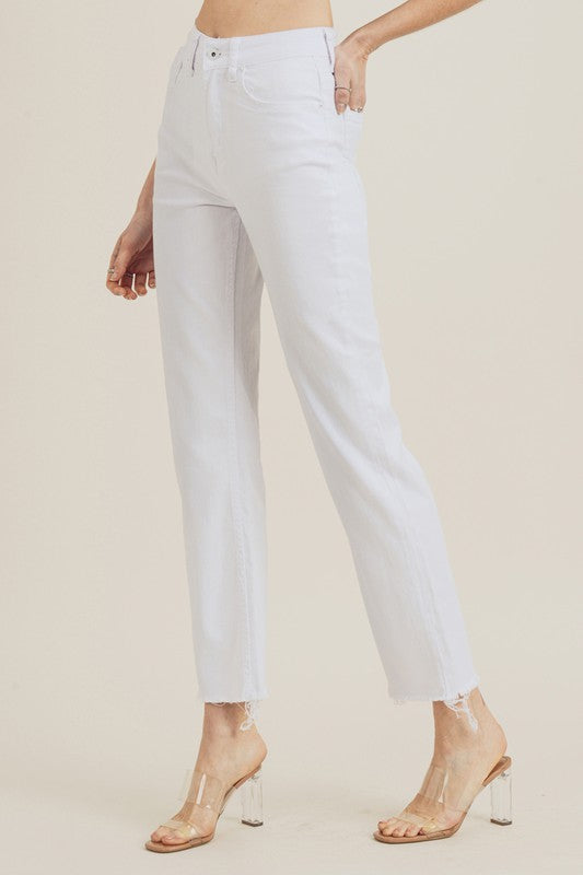 Raw Hem Straight Fit Jean- White