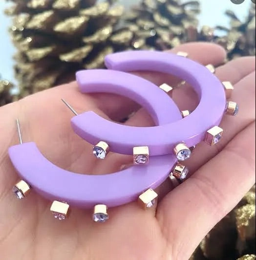 Violet City Girl Jewel Hoop Earring-Small