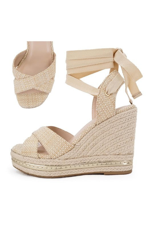 Bone Ankle Lace Wedge