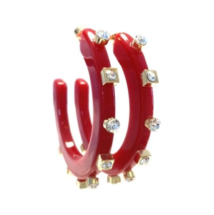 Red City Girl Jewel Hoop Earring-Large