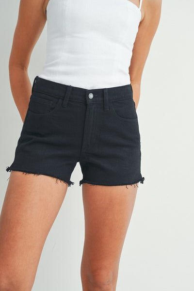 Mini Slit Hem Shorts- Black