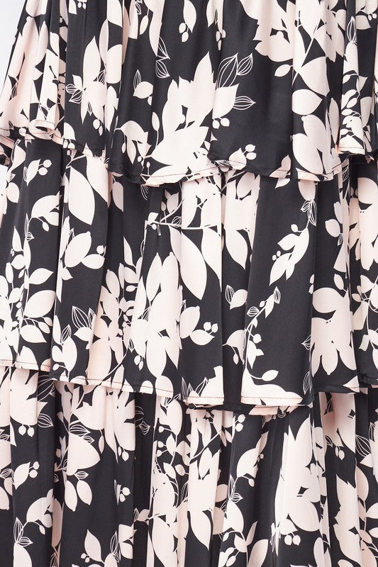 Black Floral Print Maxi Dress