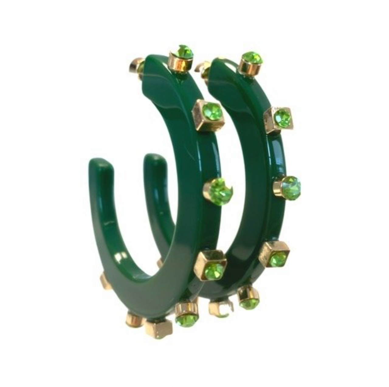 Emerald Green City Girl Jewel Hoop Earring-Small