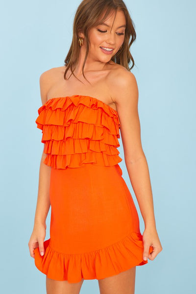 Cassidy Laced Back Dress-Summer Orange