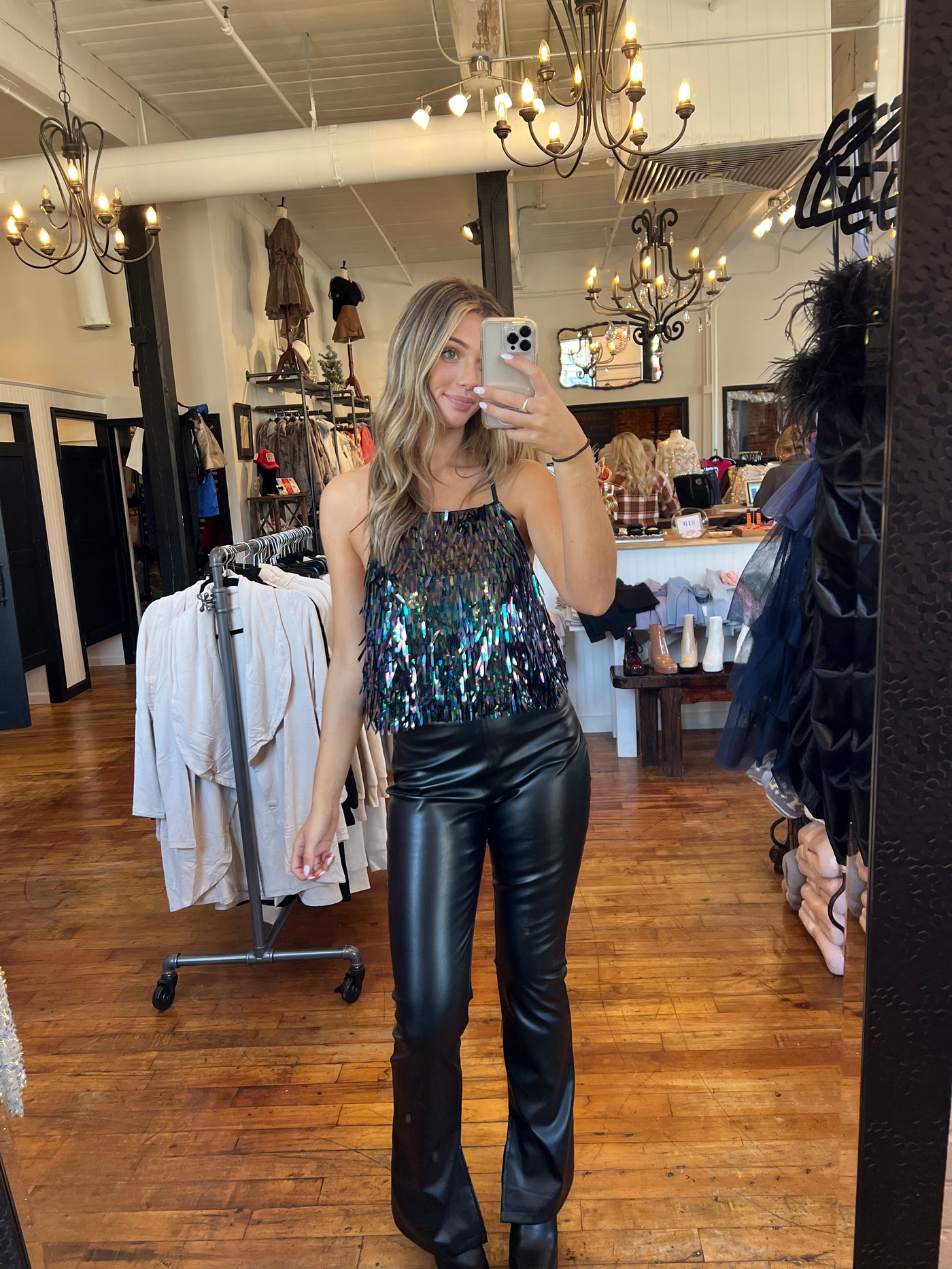 Hologram Fringe Top- Black