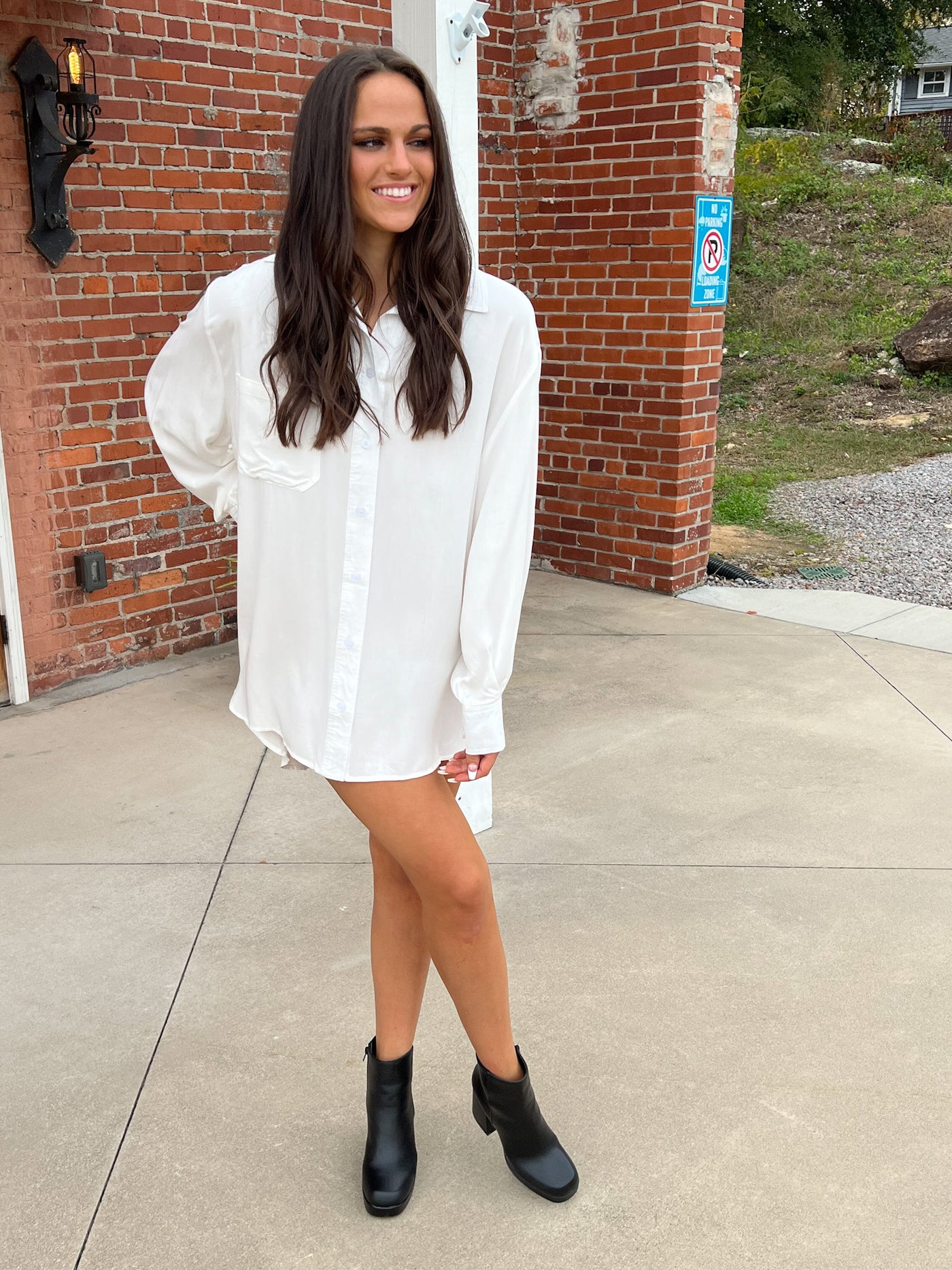 Collard Button Down Tunic-White