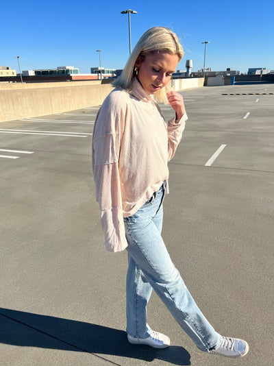 Karlee Mixed Fabric Top