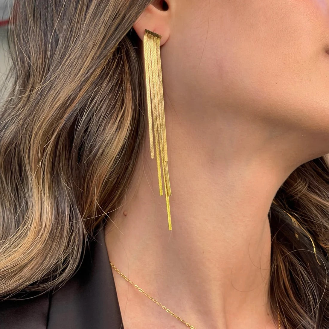 Martina Herringbone Drop Earring