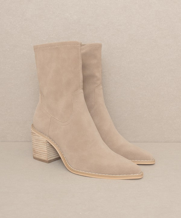 Vienna Pointed Toe Bootie-Taupe
