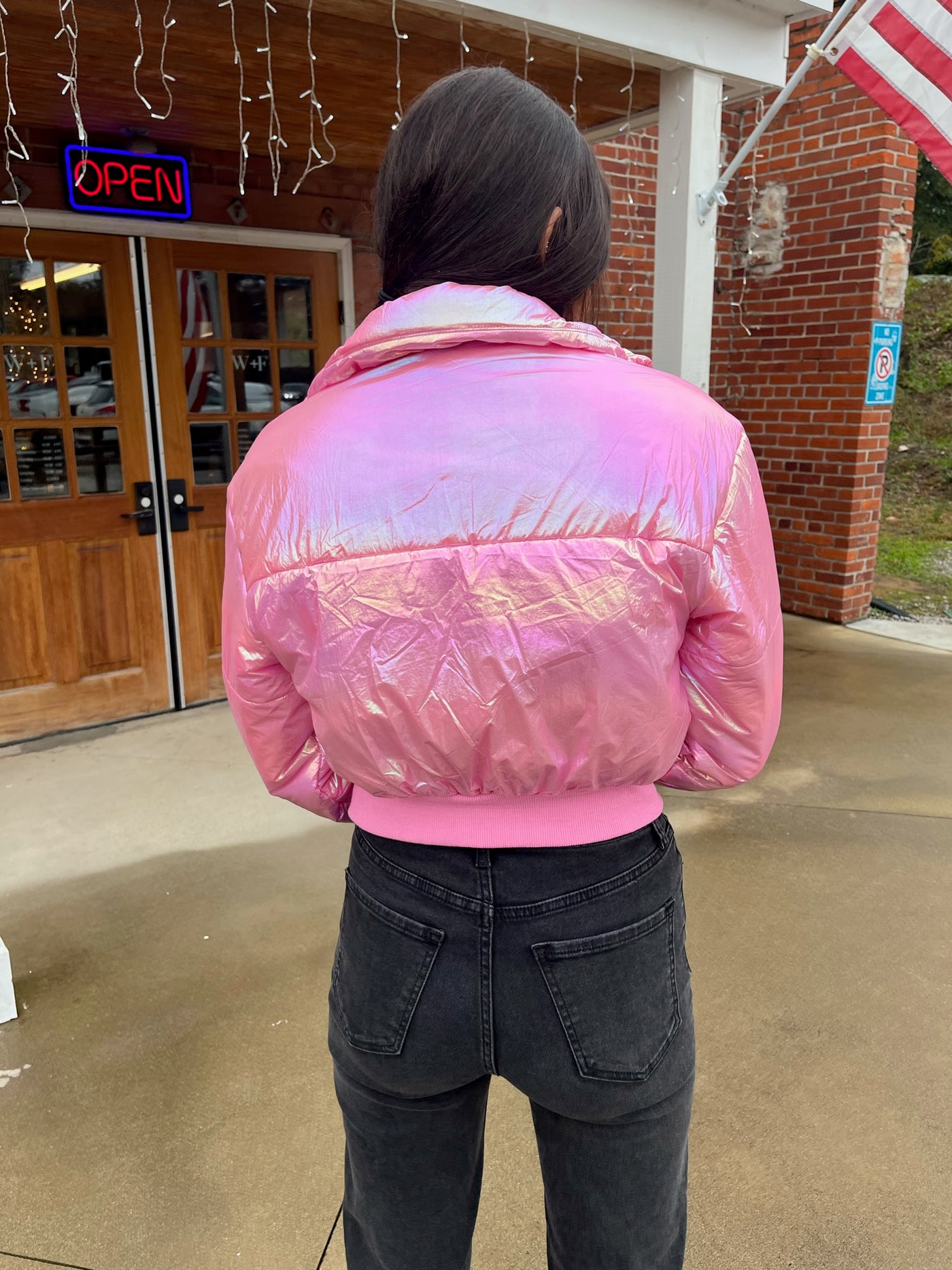 Iridescent Pink Puffer Jacket