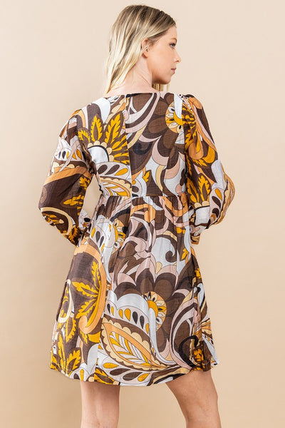 Fall Retro Abstract Print Dress