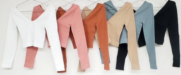 Deep V Long Sleeve Crop