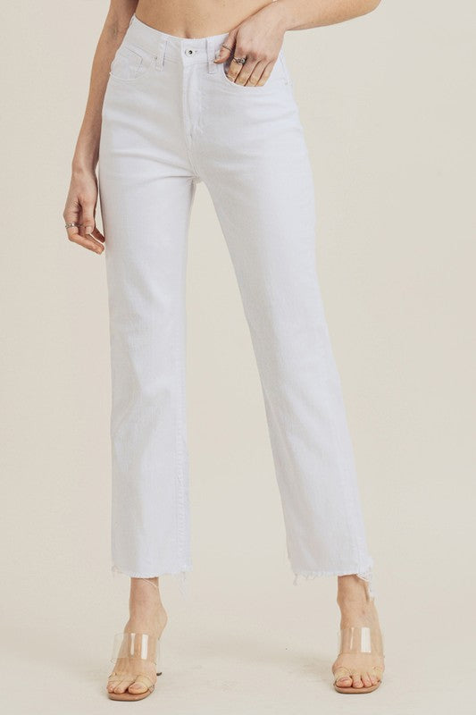 Raw Hem Straight Fit Jean- White