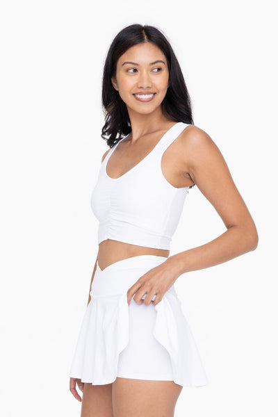 Ruched Front Active Top- White