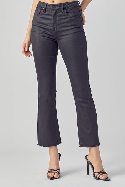 Coated Black Straight Fit Jeans