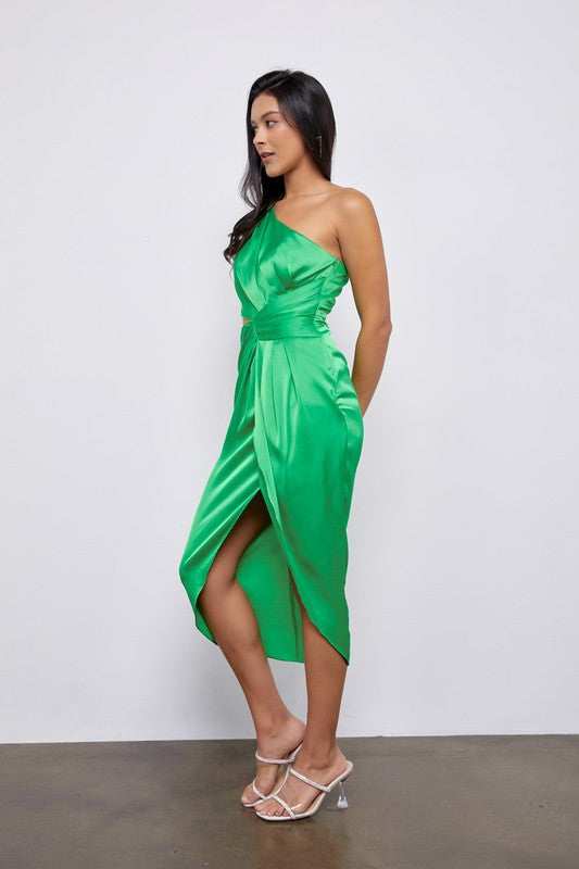 Bright Green One Shoulder Dress