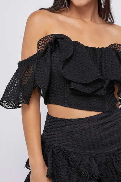 Black Embroidered Skirt Set