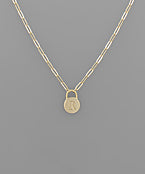 Padlock Initial Link Necklace-Gold