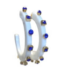 White Sapphire City Girl Jewel Hoop Earring-Small