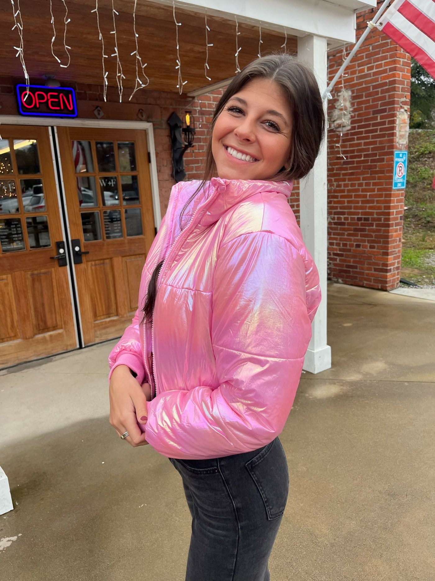 Iridescent Pink Puffer Jacket