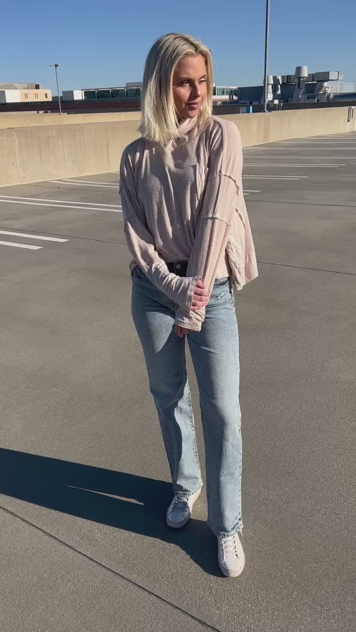 Karlee Mixed Fabric Top